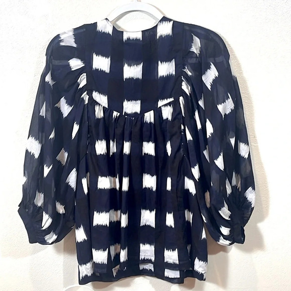 Samantha Sung Black Anastasia Linen Blouse size 4 - Picture 2 of 6